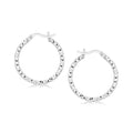 925 rhodium plated sterling silver woven hoop earrings, 2x20mm