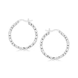 925 rhodium plated sterling silver woven hoop earrings, 2x20mm thumbnail 1