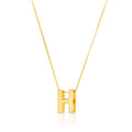 14K yellow gold block letter initial H pendant necklace