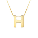 14K Yellow Gold Yours Truly Block Letter Initial H Necklace thumbnail 2