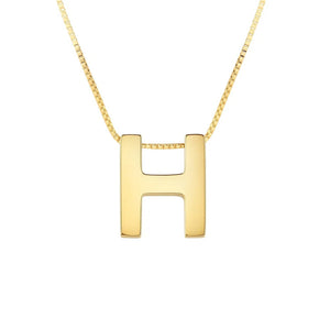 14K Yellow Gold Yours Truly Block Letter Initial H Necklace