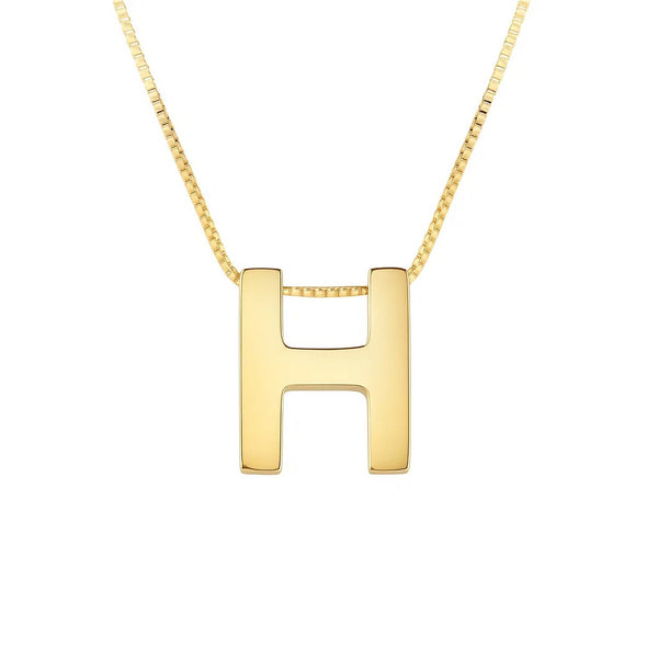 14K Yellow Gold Yours Truly Block Letter Initial H Necklace