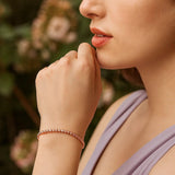 14K Rose Gold Diamond Cut Stretchable Moon Cut Bead Bracelet (3.00 mm) thumbnail 2
