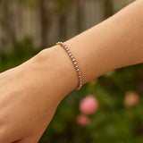 14K Rose Gold Diamond Cut Stretchable Moon Cut Bead Bracelet (3.00 mm) thumbnail 4