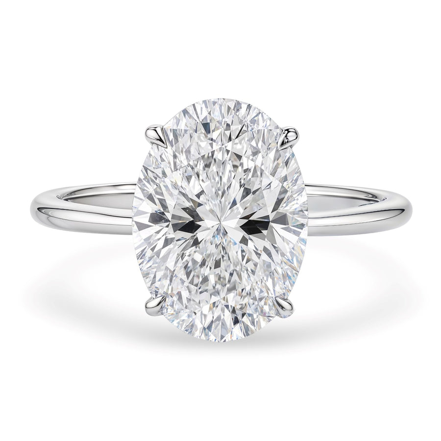 5 Carat Oval Lab Grown IGI G/VS1 Diamond Solitaire Ring in 14K White Gold
