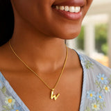 14K Yellow Gold Helium Initial W Pendant thumbnail 5