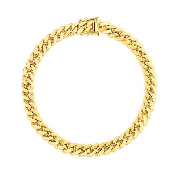 14k Yellow Gold Classic Miami Cuban Solid Bracelet (7.10 mm)
