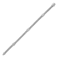 Polished Woven Rope Bracelet with Diamond Accents in 14k White Gold