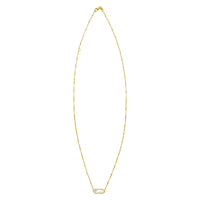 14K Yellow Gold Hexagon Mother Of Pearl Pendant Necklace