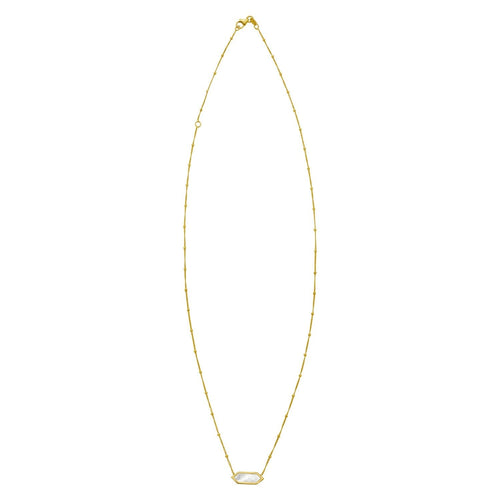 14K Yellow Gold Hexagon Mother Of Pearl Pendant Necklace
