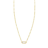 14K Yellow Gold Hexagon Mother Of Pearl Pendant Necklace thumbnail 2