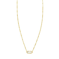 14K Yellow Gold Hexagon Mother Of Pearl Pendant Necklace