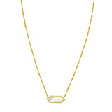 14K Yellow Gold Hexagon Mother Of Pearl Pendant Necklace thumbnail 3