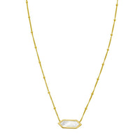 14K Yellow Gold Hexagon Mother Of Pearl Pendant Necklace