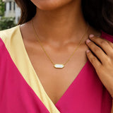 14K Yellow Gold Hexagon Mother Of Pearl Pendant Necklace thumbnail 4
