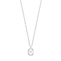 Sterling Silver Rhodium Plated Cubic Zirconia Octagonal Star Locket Necklace