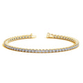 14K yellow gold tennis bracelet with round diamond stones