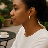 Medium Tapered Hoop Earrings in 14K Yellow Gold thumbnail 4