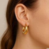 Medium Tapered Hoop Earrings in 14K Yellow Gold thumbnail 5