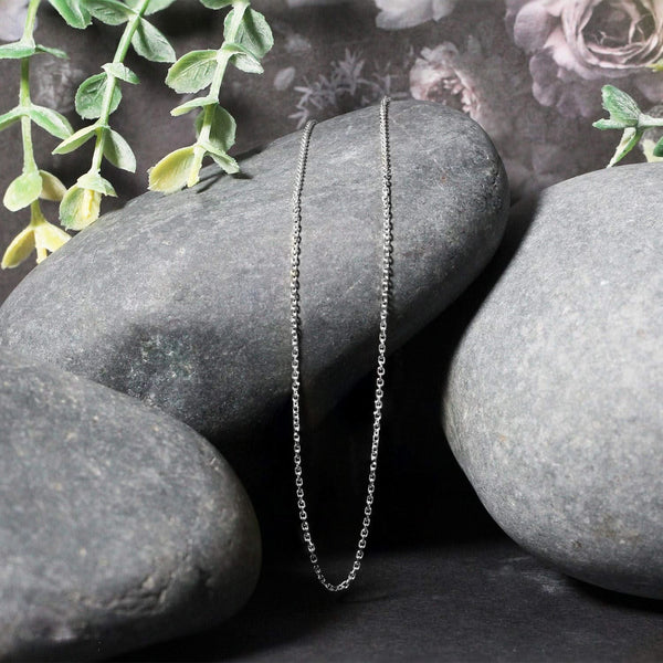 18k White Gold Diamond Cut Cable Link Chain (1.10 mm)