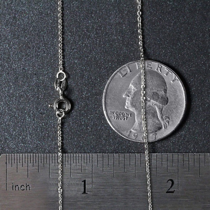 18k White Gold Diamond Cut Cable Link Chain (1.10 mm)