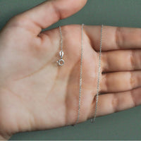 18k White Gold Diamond Cut Cable Link Chain (1.10 mm)
