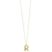 14K Yellow Gold Helium Initial R Pendant
