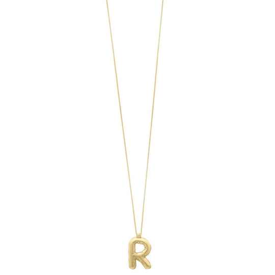 14K Yellow Gold Helium Initial R Pendant
