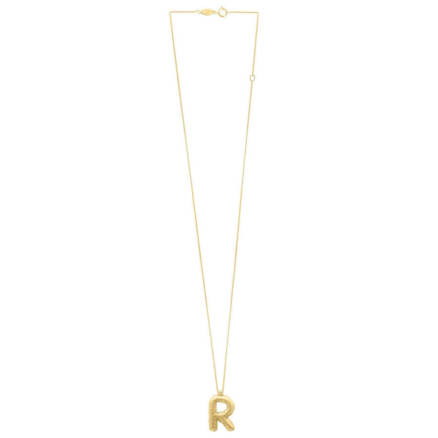 14K Yellow Gold Helium Initial R Pendant
