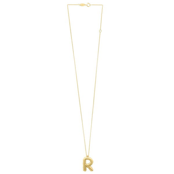 14K Yellow Gold Helium Initial R Pendant