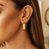 14K Yellow Gold Double Sparkle Spring Hoops Earrings