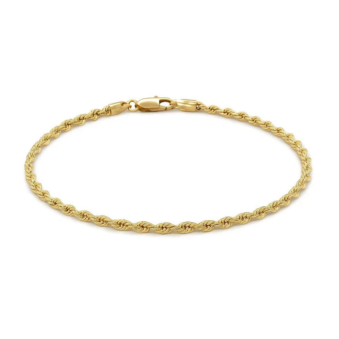 10k Yellow Gold Solid Diamond Cut Rope Bracelet (2.75 mm)