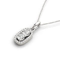14K white gold necklace with 2 oval diamond stones in open oval frame
