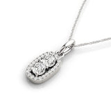 14K white gold necklace with 2 oval diamond stones in open oval frame thumbnail 1