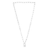 Sterling Silver Rhodium Plated Lock Paperclip Link Necklace thumbnail 2