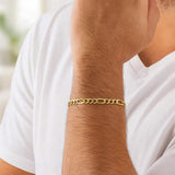 10k Yellow Gold Link Figaro Bracelet (3.70 mm) thumbnail 3