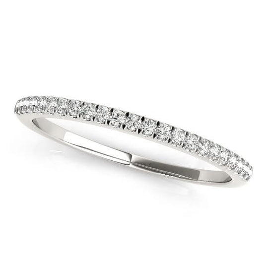 14K white gold ring with pave-set round diamond stones