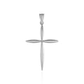 14K white gold rounded and pointed cross pendant with polished finish