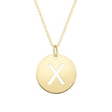 14K Yellow Gold Disc Initial X Pendant thumbnail 1