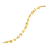 10K yellow gold sea life link bracelet with secure clasp thumbnail 1