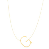 14K yellow gold large initial G pendant necklace with polished finish thumbnail 1