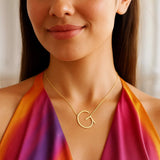 14K Yellow Gold Yours Truly Large Initial G Necklace thumbnail 4
