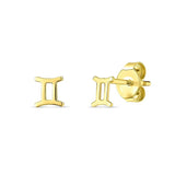 14K Yellow Gold Gemini Stud Earrings thumbnail 1