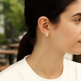 14K Yellow Gold Gemini Stud Earrings thumbnail 2
