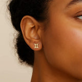 14K Yellow Gold Gemini Stud Earrings thumbnail 4