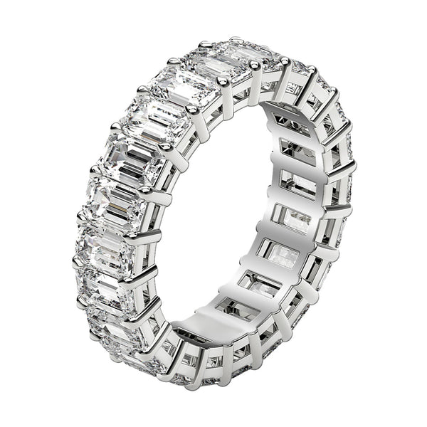 Emerald Cut Lab Grown Diamond Eternity Ring in 14k White Gold (3 cttw FG/VS2)