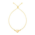 14K yellow gold puffed heart draw string bracelet with heart charm
