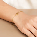 Adjustable Puffed Heart Draw String Bracelet in 14K Yellow Gold thumbnail 3
