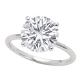10K white gold ring with one round diamond solitaire stone
