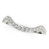 14K white gold wedding band with pave-set round diamond stones thumbnail 1